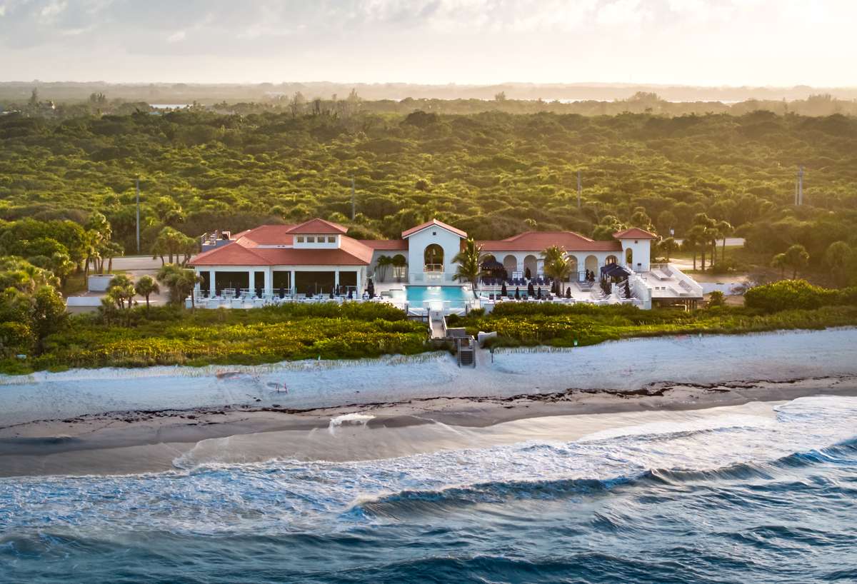 Grand Harbor oceanfront beach club, Vero Beach barrier island at golden hour