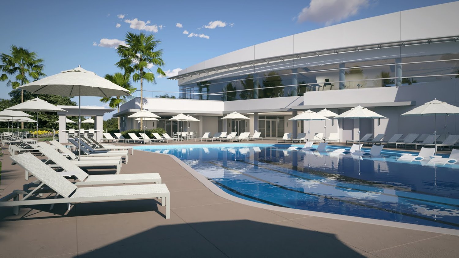 Architectural rendering of the new wellness center pool and sun deck at Grand Harbor, Vero Beach, Florida