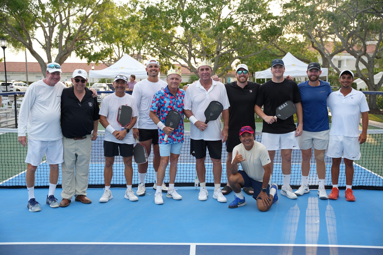Members and pros gathered at a Grand Harbor pickleball round-robin on the community courts in Vero Beach, Florida