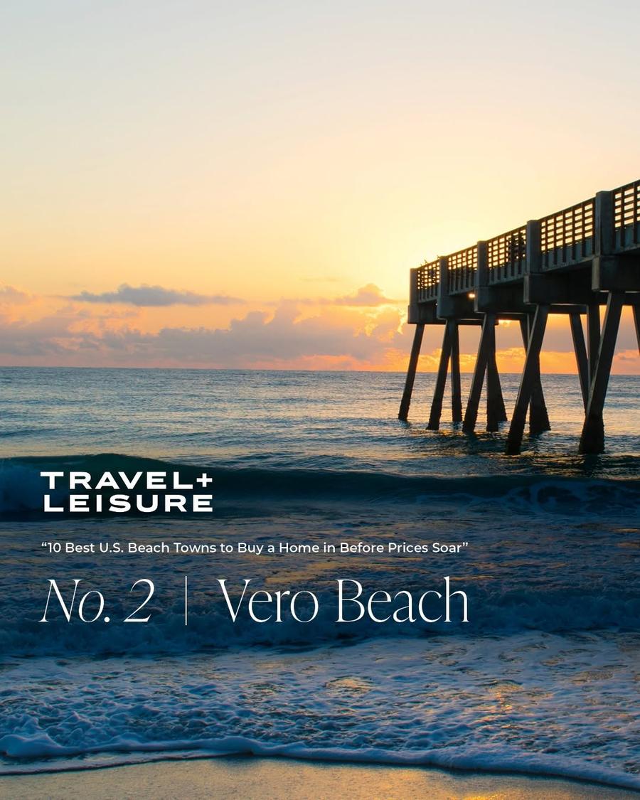 Travel and Leisure No. 2 Vero Beach best beach town graphic