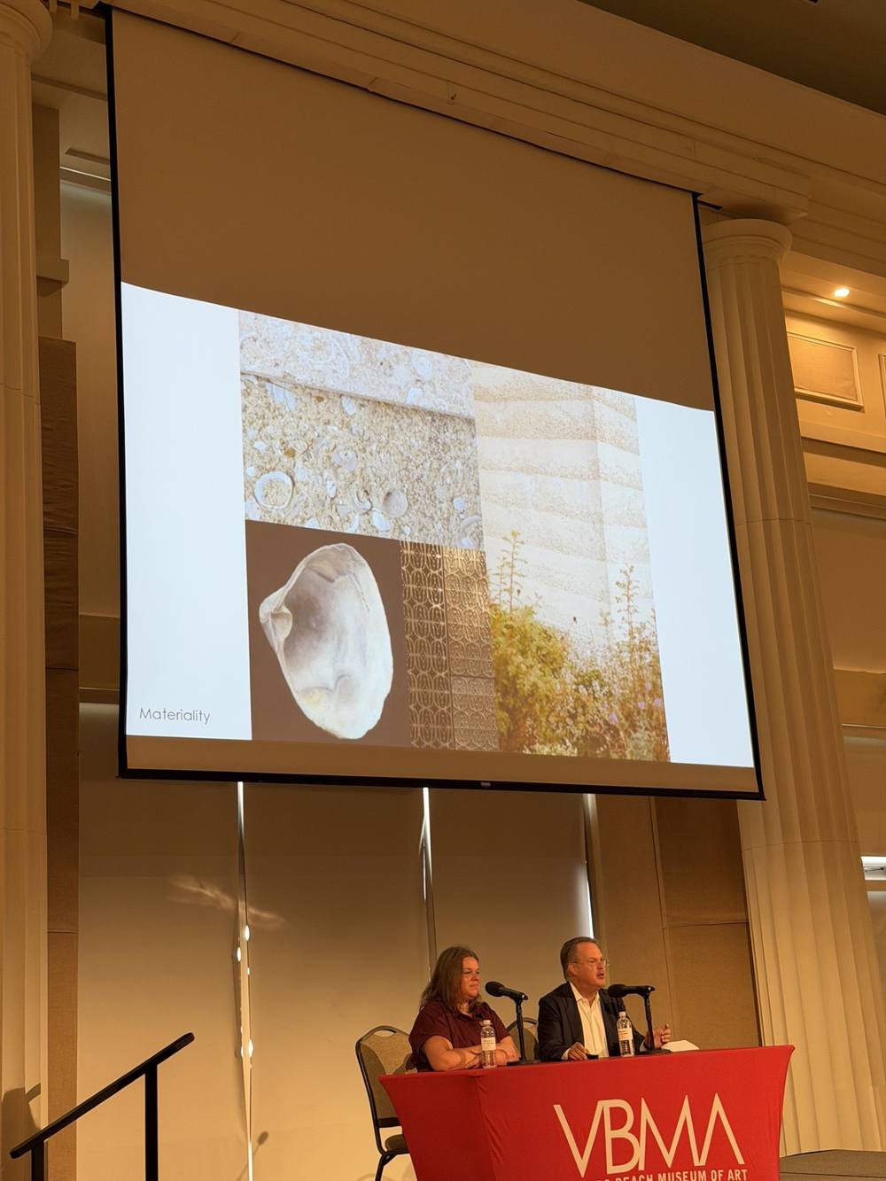 Allied Works materiality board of shell and stone for the Vero Beach Museum of Art